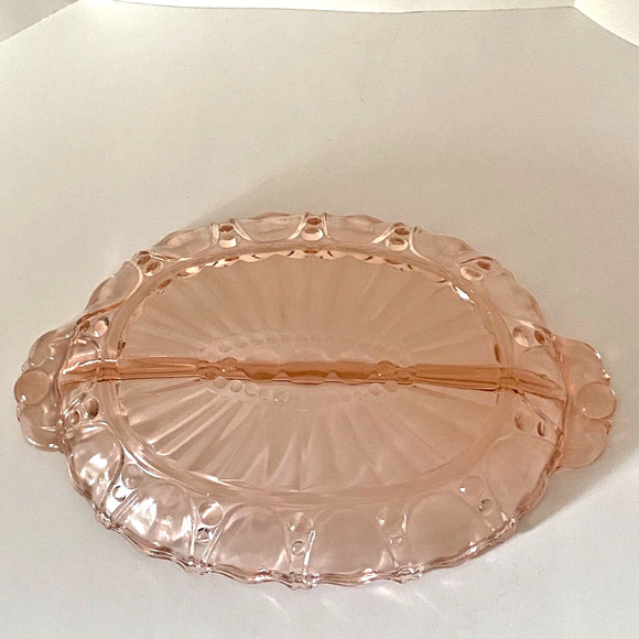 Anchor Hocking Pink Depression Glass Relish Serving Dish Oyster & Pearl Divided - Picture 6 of 9